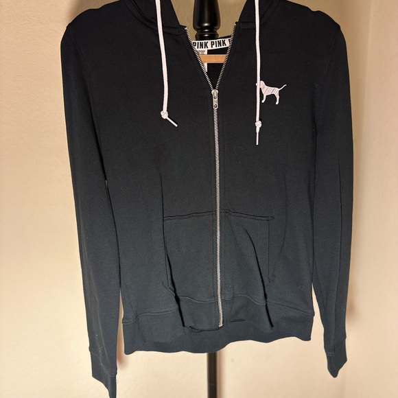 #9 PINK /Victoria Secret Zipper Hoodie Size :Small Color:Black - Picture 2 of 6